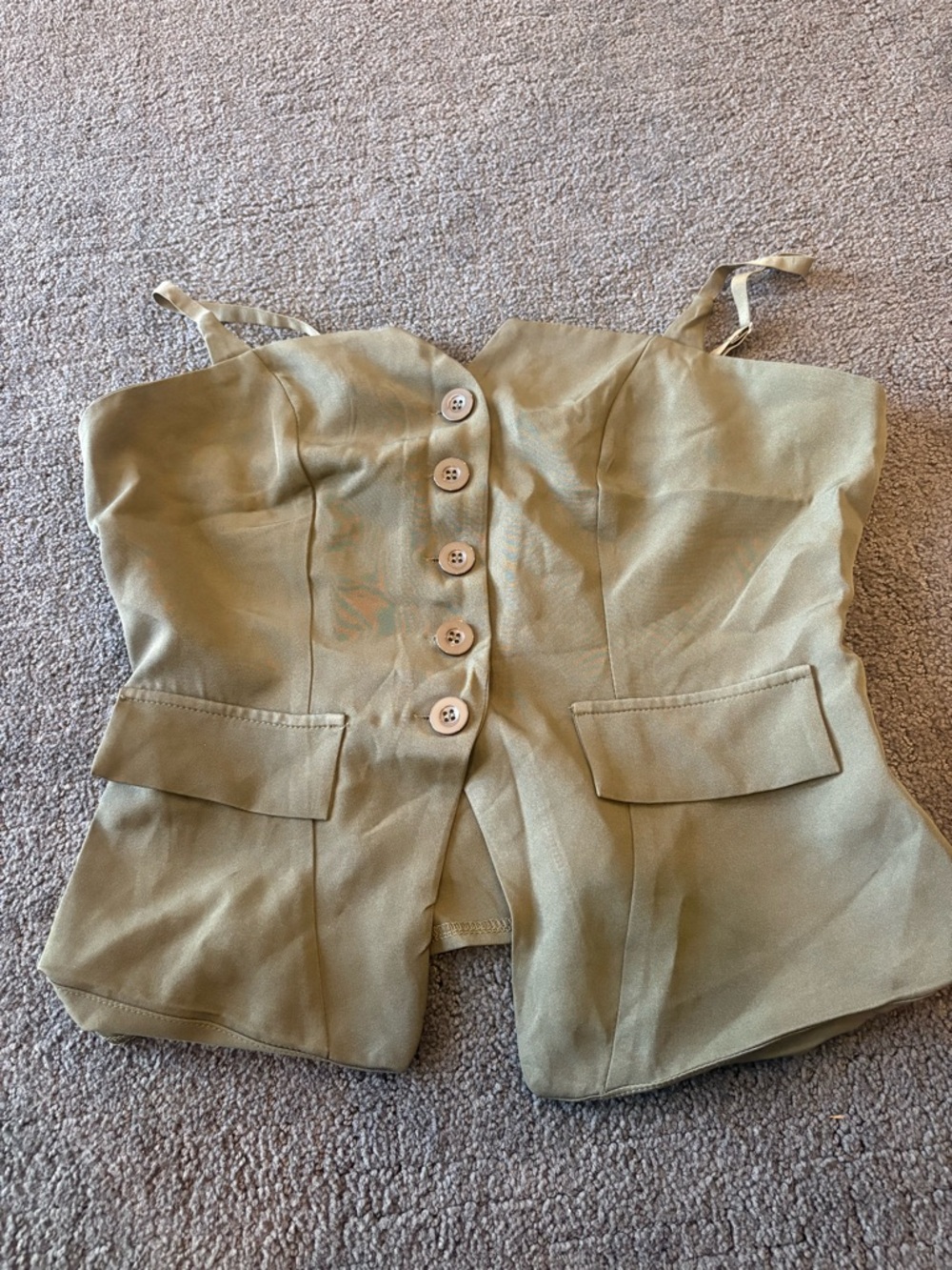 Zara Green Button-Front Bustier Top